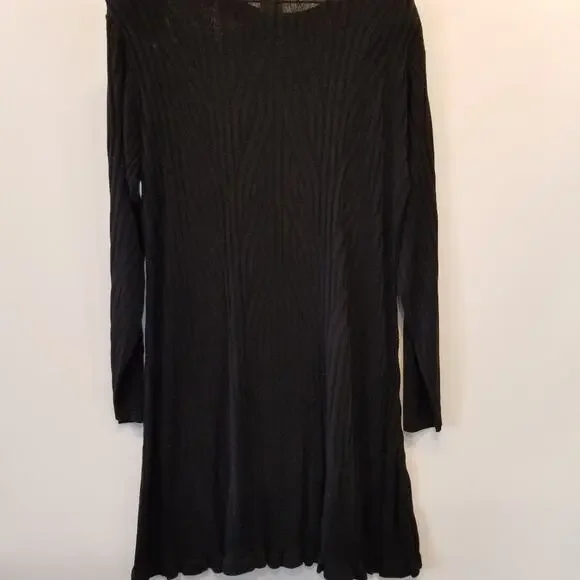 Vintage 90's Black Sweater Knit Dress Stretch Petites Long Sleeve Womens Size XL - Picture 5 of 11